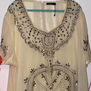 Boohoo Beige Sequin Embellished Blouse